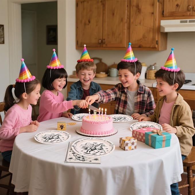 60PCS Cowboy Paper Plates and Napkins Party Supplies Serve 20 | Western Rodeo