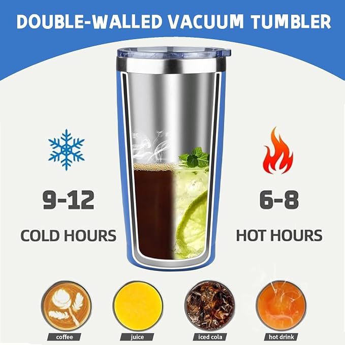 20 oz Tumbler with Lids and Straws, Stainless Steel Insulated Coffee Tumbler