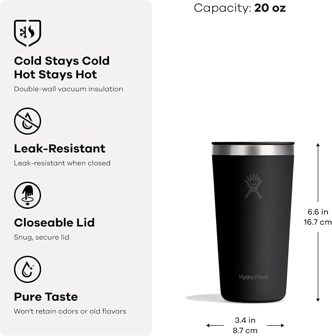 Hydro Flask All Around Tumbler Press-In Lid, Insulated Travel Mug, Stainless