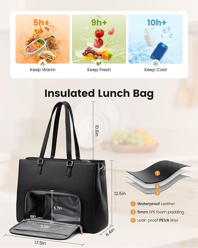 LOVEVOOK Lunch Tote Bag for Women, 3 in 1 Work Bag