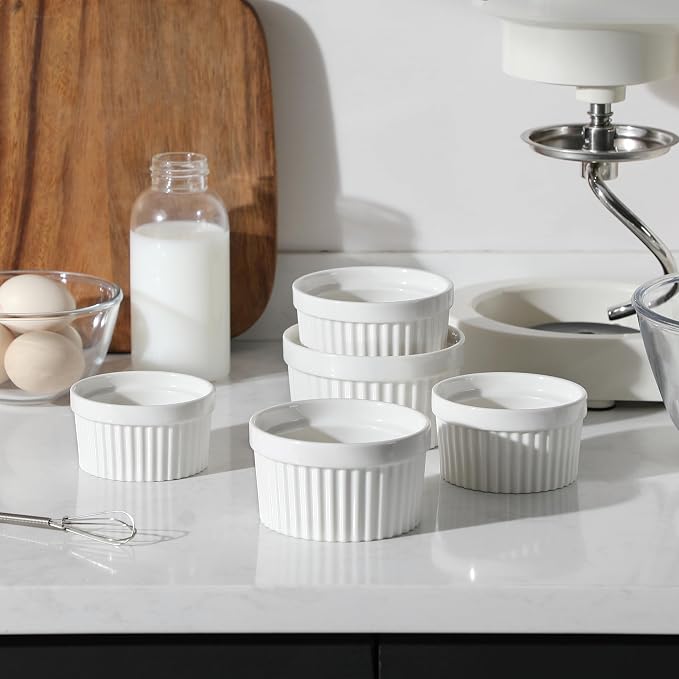 MALACASA Ramekins 10 oz Oven Safe, Porcelain Creme Brulee Ramekins Pudding
