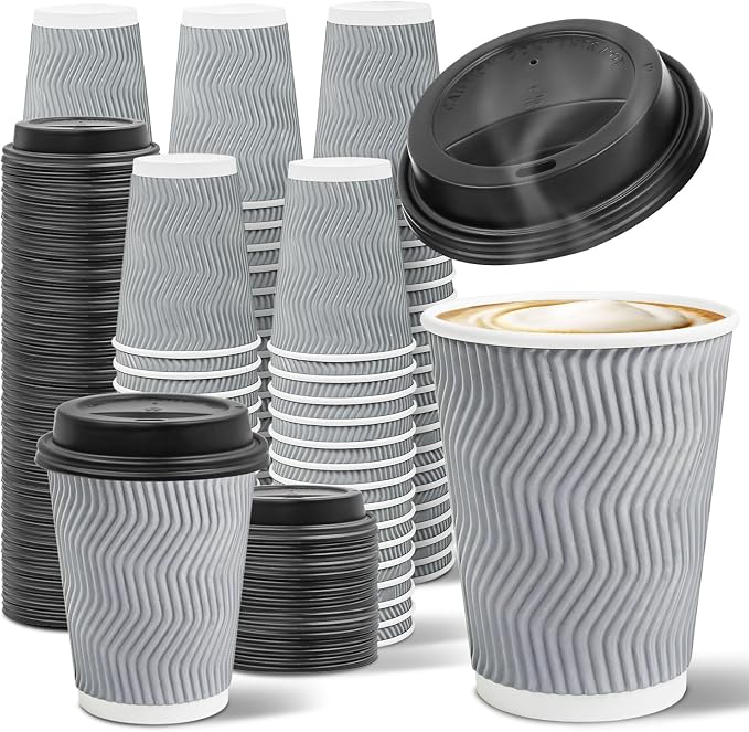 Ginkgo 100 Pack 12 oz Disposable Insulated Coffee Cups