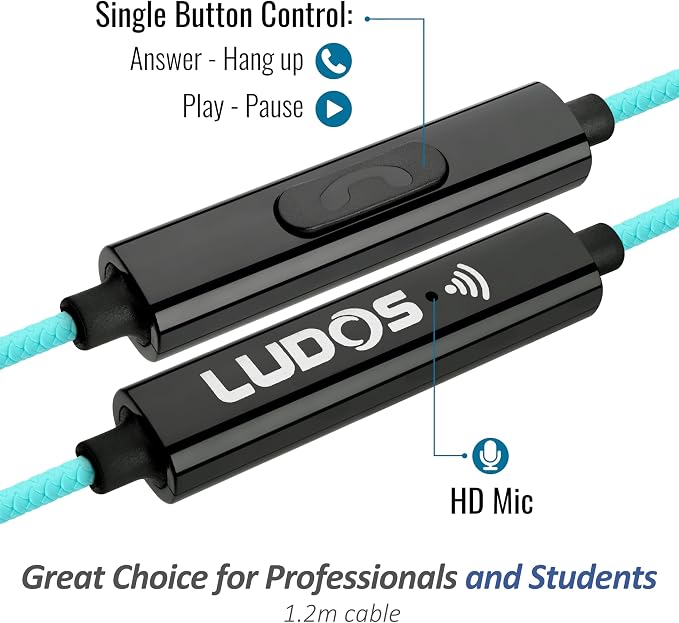 LUDOS Clamor Wired Earbuds in-Ear Headphones, 5 Years Warranty, Earphones