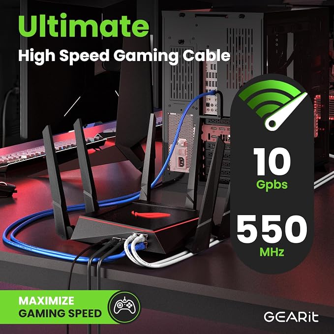 GEARit Cat 6 Ethernet Cable Cat6 Network Patch, Snagless Cord, Internet