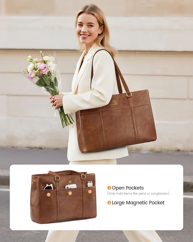 LOVEVOOK Lunch Bag for Women, Work Laptop Tote Bag