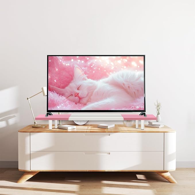 Dual-Monitor-Stand-Riser-For-Desk Adjustable Length 32-40 Inch，Large Desktop