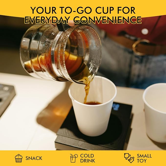 RACETOP Coffee Cups with Lids 12 oz, 50 Pack Disposable To Go Cups | Thickened