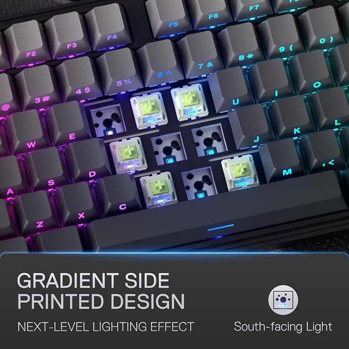 Redragon K707 PRO GB 80% Gasket RGB Gaming Keyboard, 3-Modes Wireless TKL