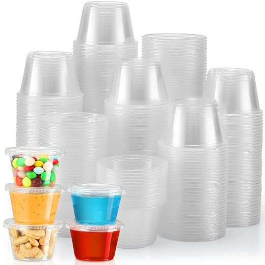 VITEVER Portion Cups With Lids, Small Plastic Containers with Lids, Airtight