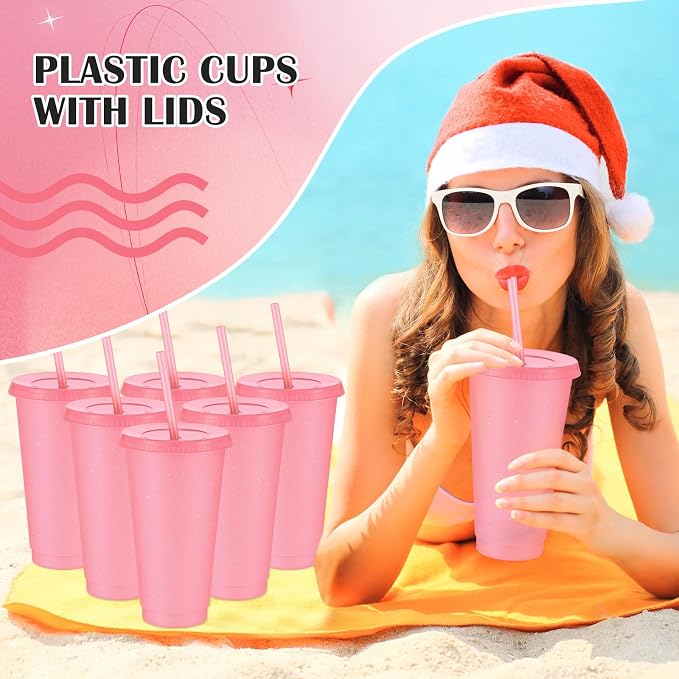 Uiifan 6 Pcs 24 oz Reusable Tumbler
