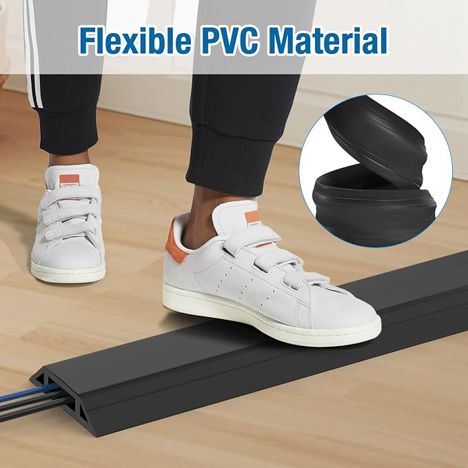 Eapele 4 ft Floor Cord Cover Heavy Duty Cable Protector, Prevent Trip Hazard