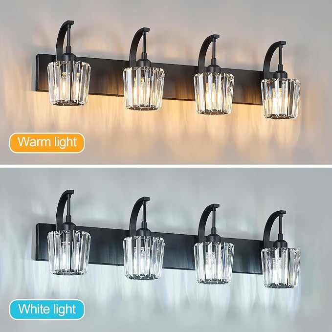 Modern Bathroom Vanity Light, 4-Light Black Wall Sconce