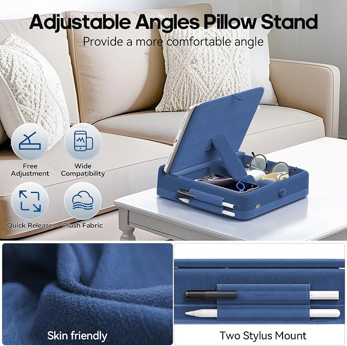 KDD Tablet Pillow Stand with Storage, Foldable iPad Holder