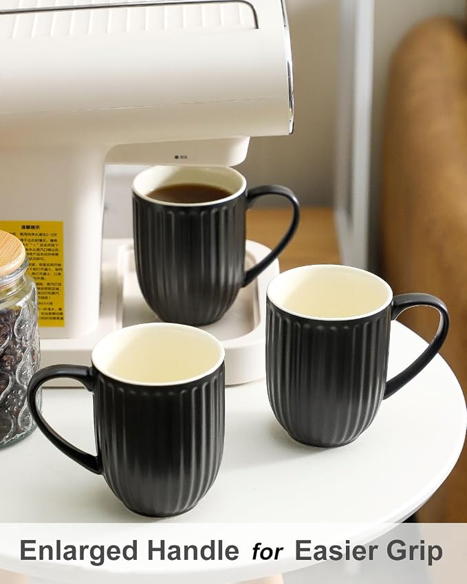 HASENSE 16oz Ceramic Coffee Mugs Set of 4, Modern Lightweight, Tea & Cocoa