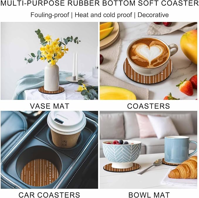 Vintage Brown Coasters Set of 4 Absorbent Coasters