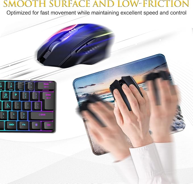 JIKIOU 3 Pack Mouse Pad with Stitched Edge, Comfortable Mouse Pads with