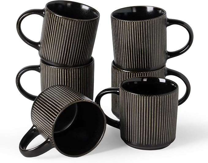 famiware Coffee Mug Set for 6, Star 12 oz Catering Mugs Cup Set
