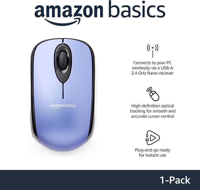 Amazon Basics 2.4 Ghz Wireless Optical Computer Mouse
