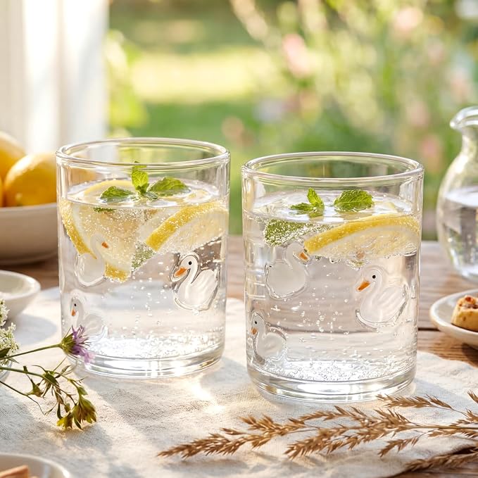 SiliFine Icon Juice Glasses, 14oz Stemless Wine Drinking Juice Glass Cup