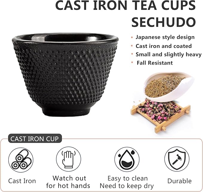 Japanese Cast Iron Tea Cups, Small and Heavy Teacups