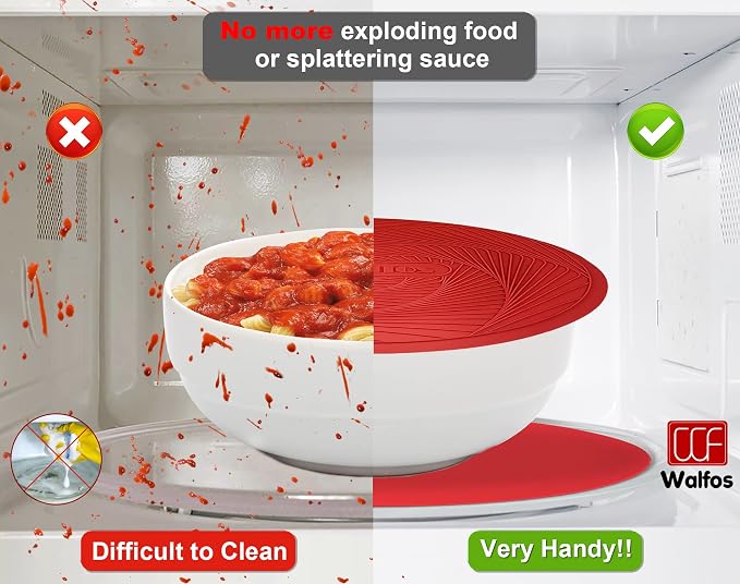 Walfos 12 10 Inch Silicone Microwave Mats, Microwave Splatter Cover