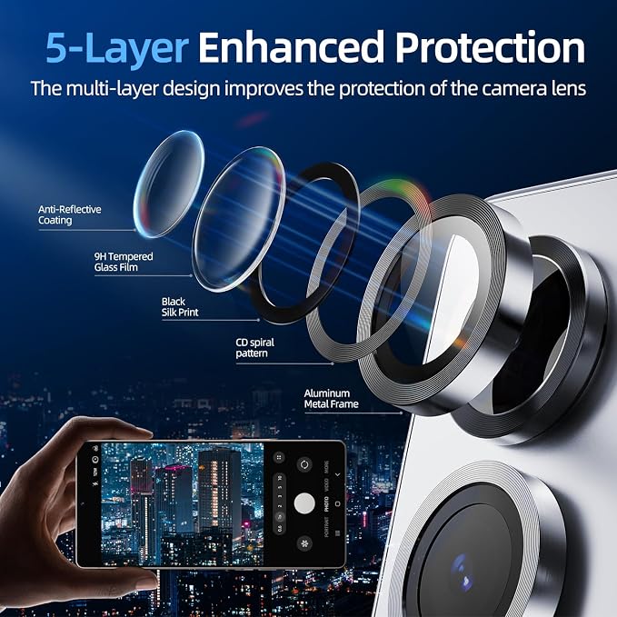 X-it Camera Lens Protector for Samsung S25 Plus, 9H Tempered Glass, Independent