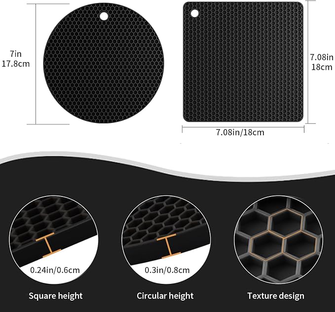 4 Pack Silicone Trivets for Hot Pots and Pans, Non-Slip & Heat Resistant
