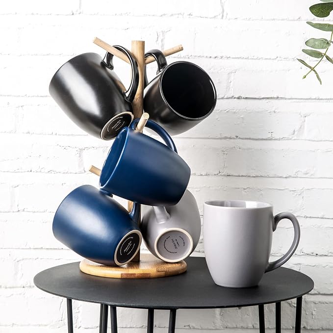 AmorArc 16 oz Coffee Mugs Set of 6, Large Ceramic Coffee Cups Set | Classic