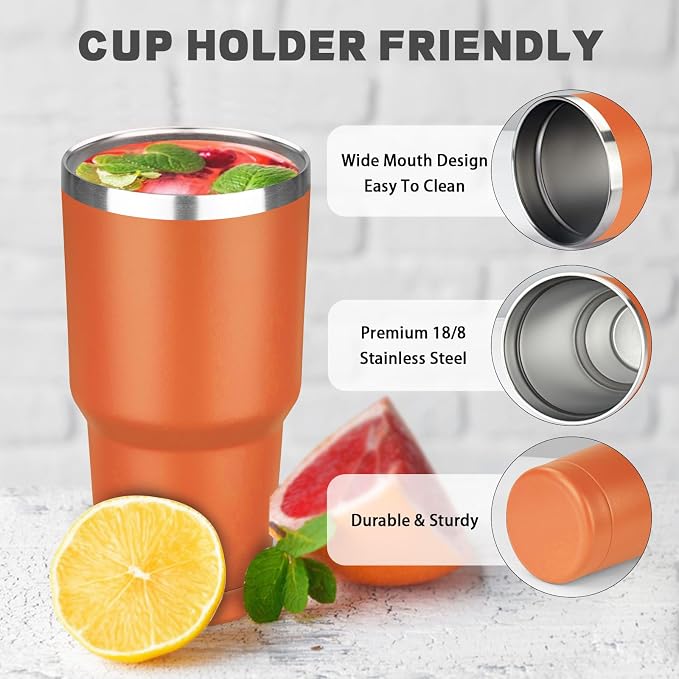 30 oz Tumbler with Lids and Straws, Stainless Steel Insulated Coffee Tumbler
