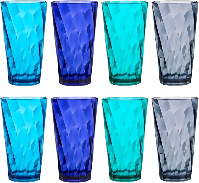 US Acrylic Optix Plastic Reusable Drinking Glasses 20oz Water Cups in Coastal