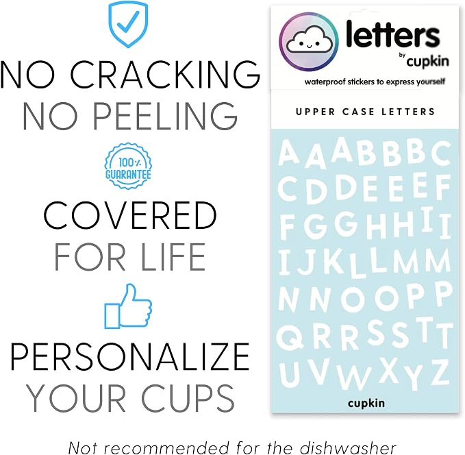 CUPKIN Waterproof Stickers to Personalize Your Stainless Steel Kids Cups: Write