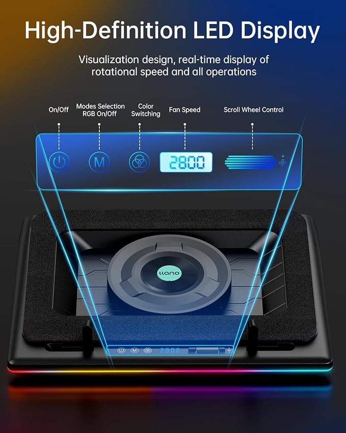 llano V12 RGB Laptop Cooling Pad, Gaming Laptop Cooler