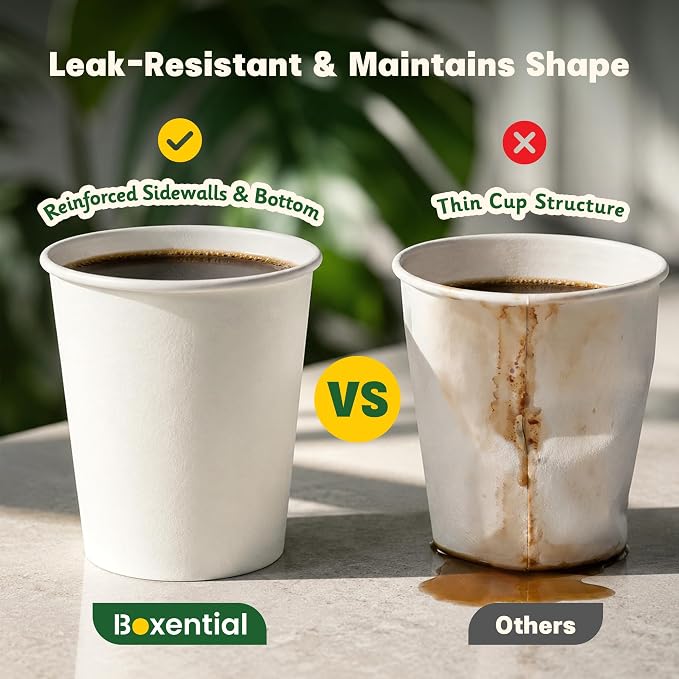 480 Pack 8 oz White Paper Cups, Disposable Coffee Cups