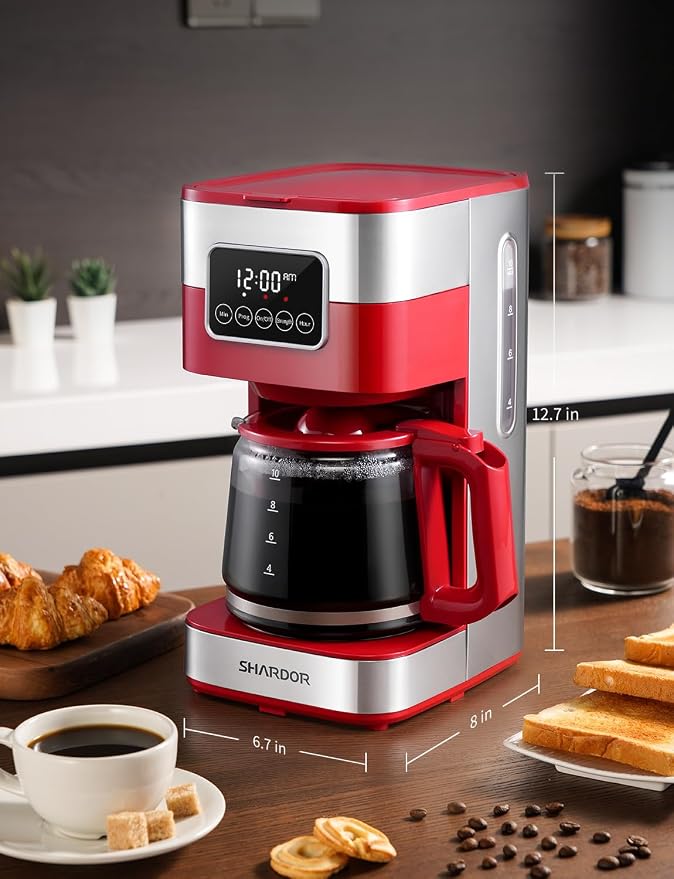 SHARDOR 10-Cup Programmable Coffee Maker, Regular & Strong Brew Drip Coffee