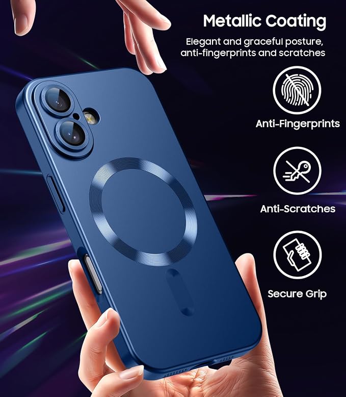 Magnetic for iPhone 16 Case Slim Soft Silicone Bumper Shockproof Metallic