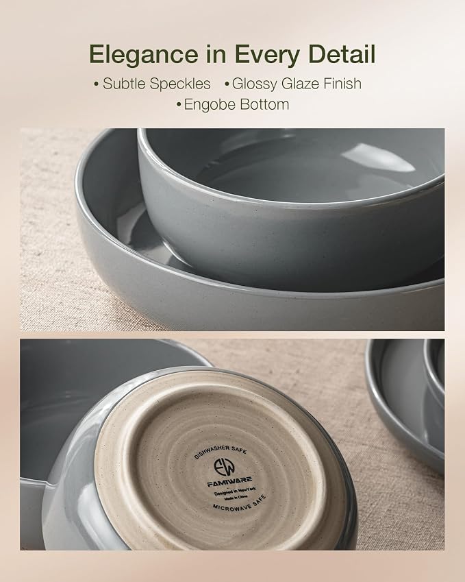 Famiware Milkyway 18-Piece Stoneware Dinnerware Set, Dark Gray | Plates and