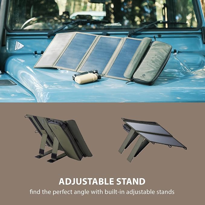 ELECOM NESTOUT Portable Solar Panel, Dual USB-A Ports, 28W Power Generation