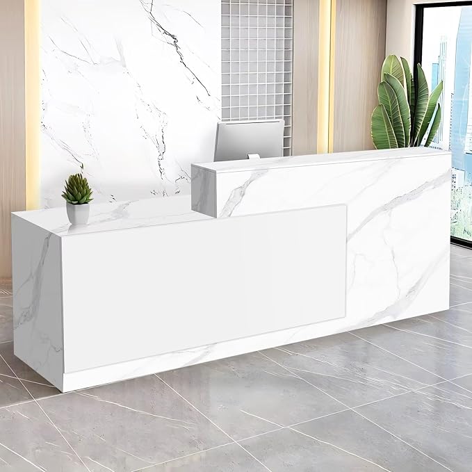 Reception Desk with Counter Modern Checkout Counter with Lockable Drawer