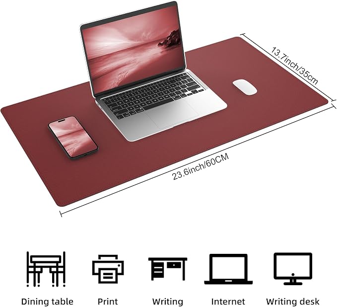 AFIING Leather Desk pad Protector, Large Desk mat