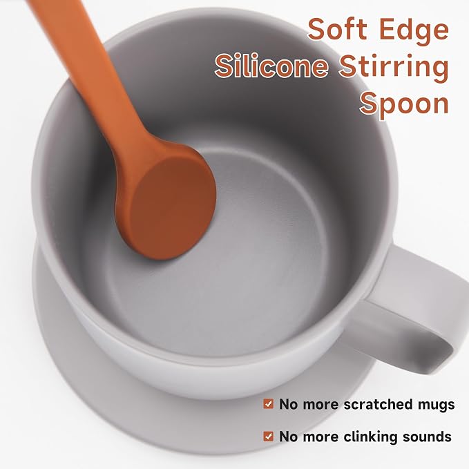 4PCs Silicone Stirring Spoons for Coffee Tea | 6.85-Inch Coffee&Espresso