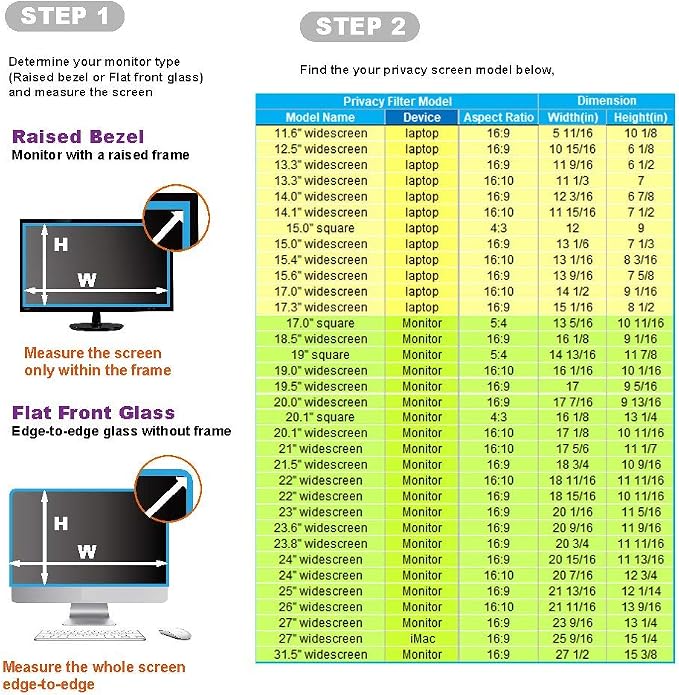 15.4 Inch - 16:10 Aspect Ratio - Laptop Privacy Screen Filter