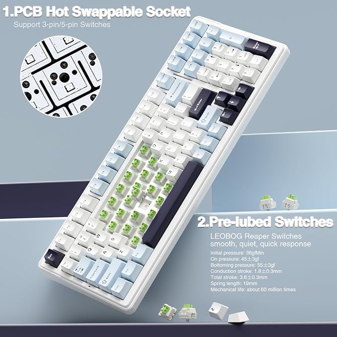 AULA F99 Wireless Mechanical Keyboard, Hot Swappable Custom Keyboard, Pre-lubed