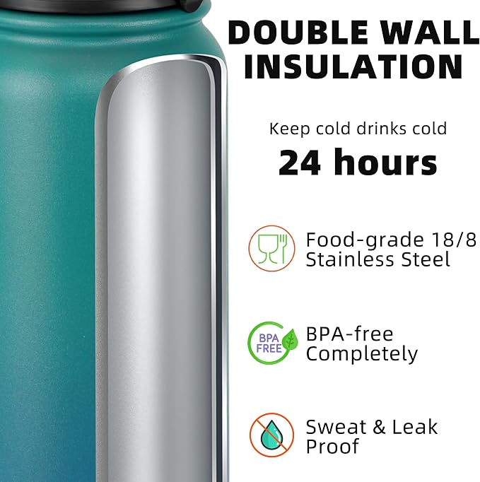 Fanhaw 24 oz Insulated Stainless Steel Water Bottle