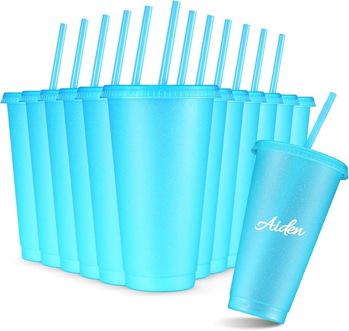 Amyhill 12 Pcs Reusable Glitter Cups