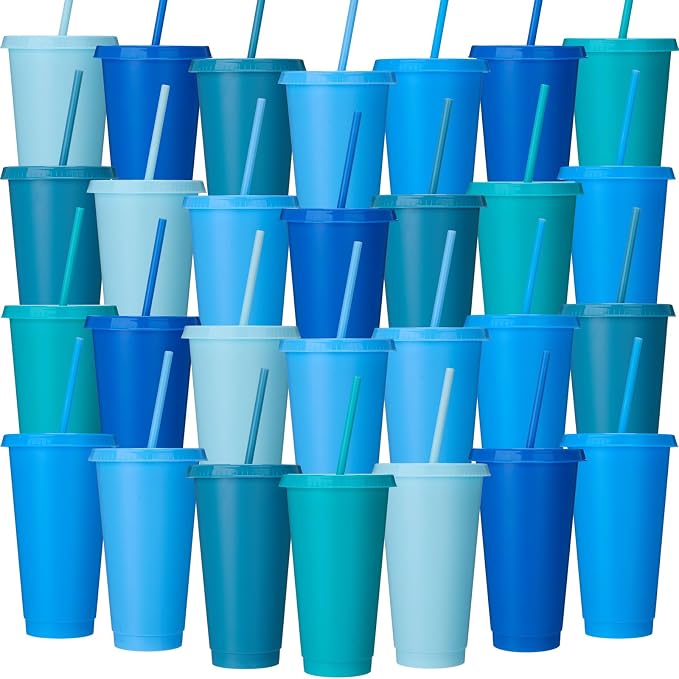 Honeydak 30 Pack Tumbler with Straw and Lid Bulk Cups