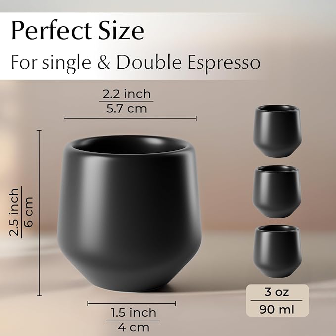 MIAMIO - Espresso Cups Set of 4 / Mug Set, Ceramic - Luxe | Ceramic espresso