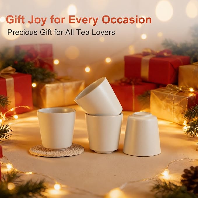 6.7 Ounce Janpanese Tea Cup Set of 4, Handle-less Espresso Cups Set