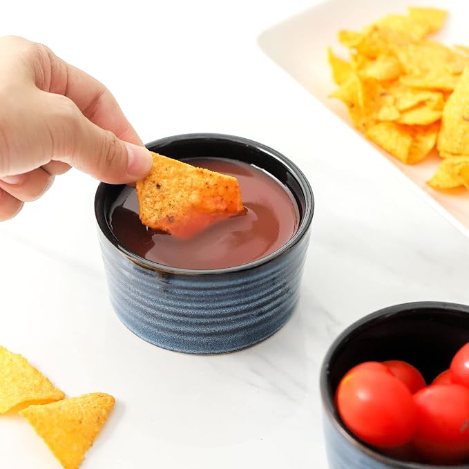 Ceramic Ramekins 6 oz, Oven Safe Souffle Dish Set of 6