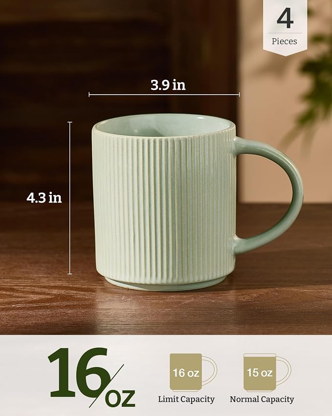 famiware Coffee Mug Set for 4, Star 16 oz Catering Mugs Cup Set