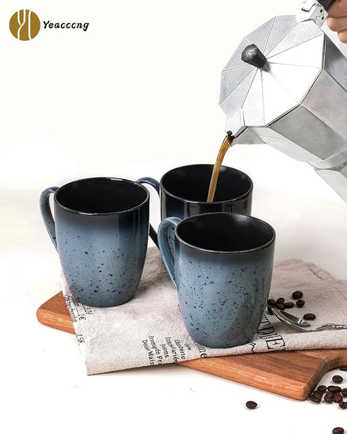 Yeacccng Modern Minimalist Coffee Mugs Set of 6, Cappuccino Cups Set, 16 Oz